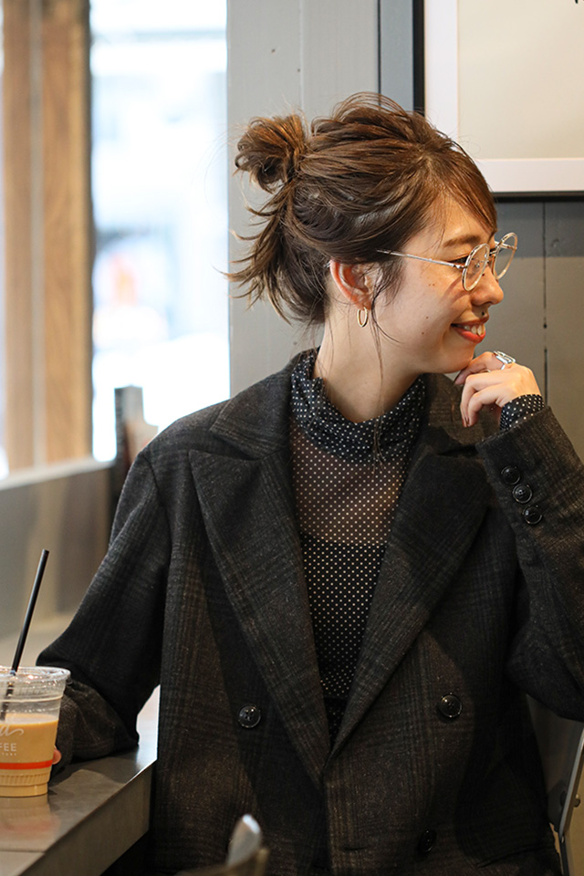 美品 スピックアンドスパン 24AW チェックルーズジャケット ネイビー 美品 スピックアンドスパン 24AW チェックルーズジャケット