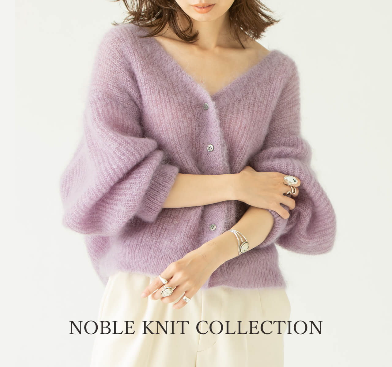 NOBLE モヘヤニット セール】〈手洗い可能〉モヘヤ メッシュ プルオーバー◇（ニット