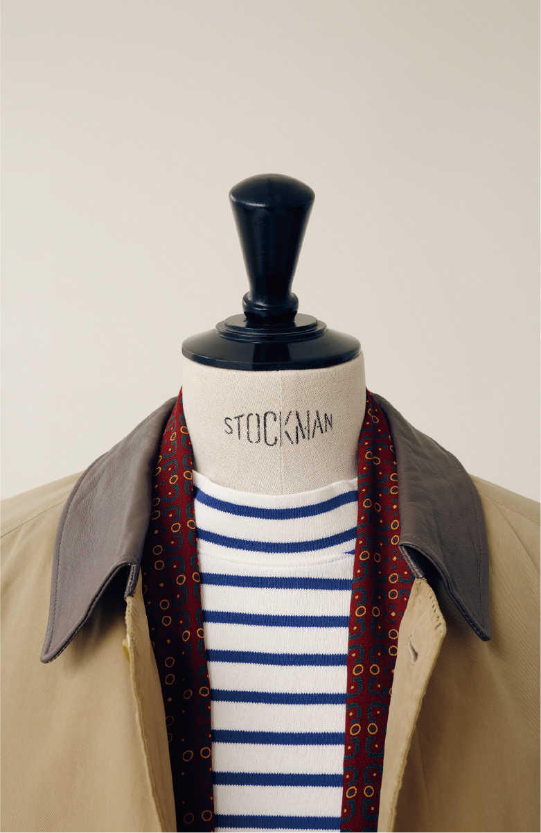 MOCK NECK BORDER SHIRT