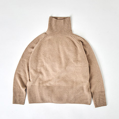 Wool-Cashmere Raglan Turtle Knit