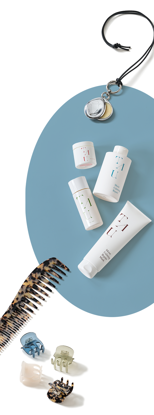 Lip & Nail Balm Case Set / Strap Accessory Kit / Moisturizing Hair Balm / Moist Calming Repair Shampoo / Moisturizing Calming Hair Oil / Moist Calming Repair Hair Mask / Hair Comb / Hair Clip