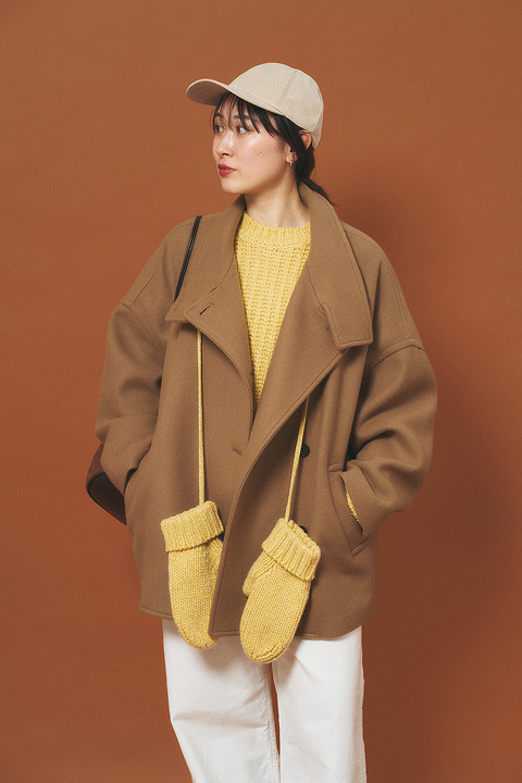 Melton cocoon coat