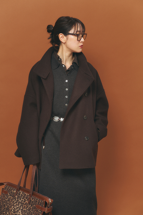 Melton cocoon coat