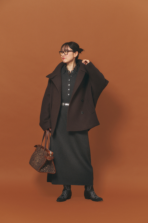 Melton cocoon coat