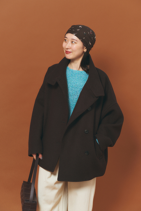 Melton cocoon coat