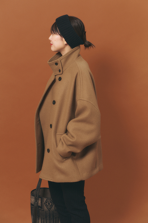 Melton cocoon coat