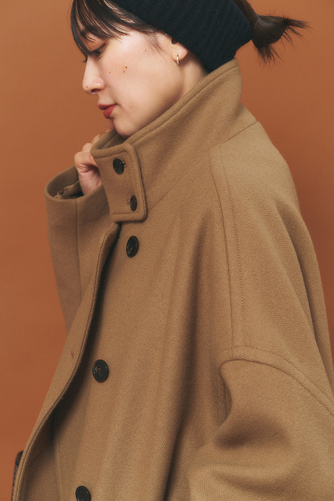 Melton cocoon coat